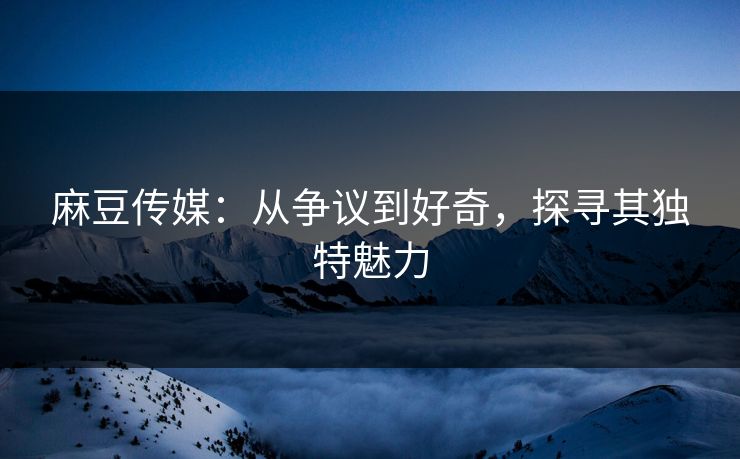 麻豆传媒：从争议到好奇，探寻其独特魅力